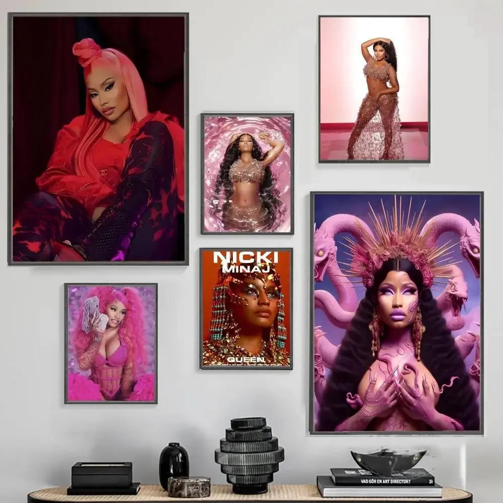 Sexy N-Nicki Minaj Rapper Poster High Quality Print Poster Waterproof Wall Art Posters For Living Bedroom Retro Room Decor Gift