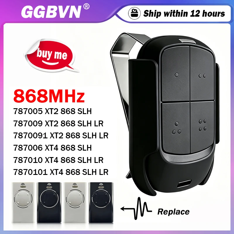 Work With 868MHz XT2 XT4 868 SLH LR ​787009 ​787010 Garage Door / Electric Gate Remote Control Transmitter Includes Visor Clip