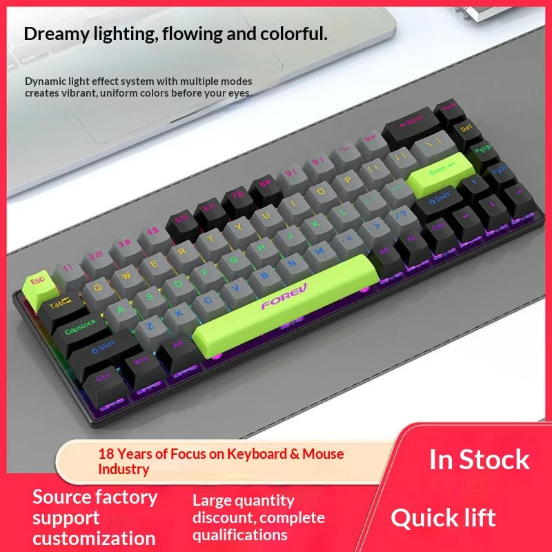 Fv Fv-Q68 68 Keys Russian Layout Gasket Mechanical Keyboard Tri Mode Rgb Backlit Wired Gaming Esports For Pc Gamers Office Users