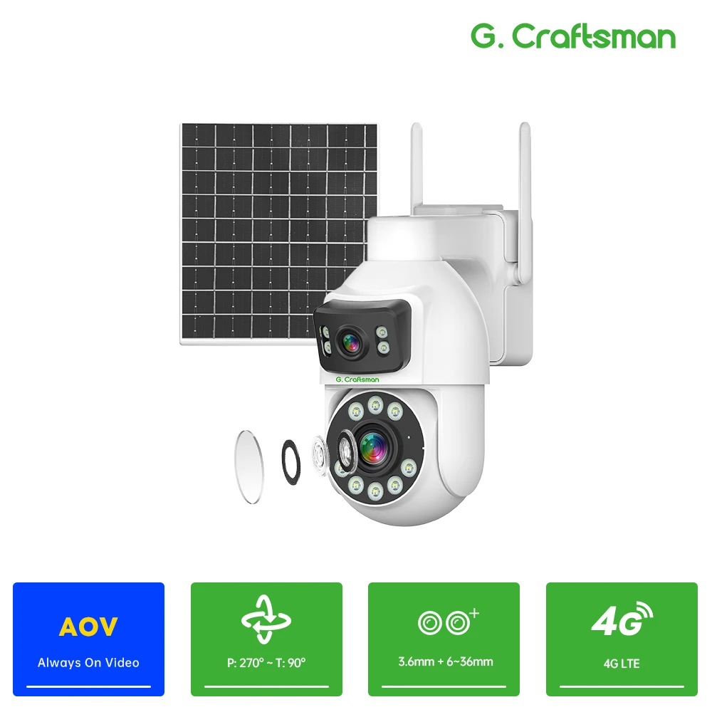 قبة السرعة الشمسية C GC 4G AOV، زووم بصري 6X، صوت ثنائي الاتجاه، كشف الإنسان، بطاقة TF، مقاومة للماء، G4-P4X6D-M2R