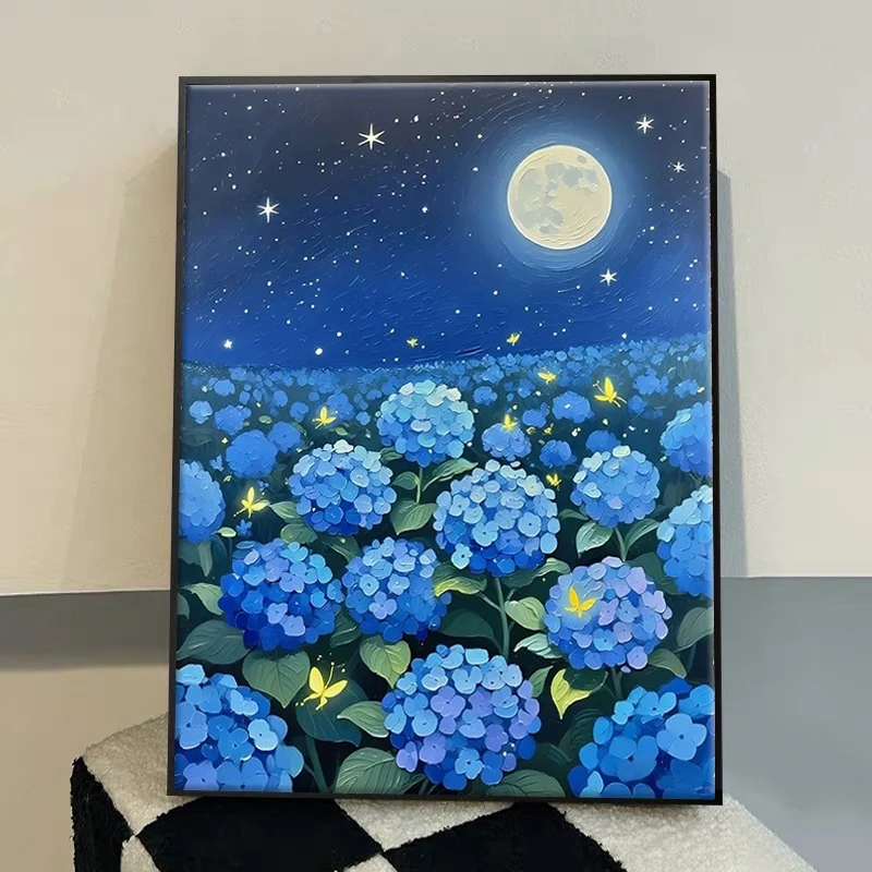 

Синее цветочное море: Красивый пейзаж, 5D алмазная вышивка, ручная работа, DIY, для гостиной, с клеевым креплением, современный, простой, элегантный дизайн