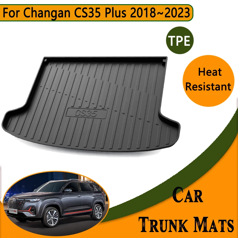 Car Rear Trunk Mat for Changan CS35 Plus 2020 Accessories 2018~2024 Easy Clean Waterproof Carpet Anti-dirty Tray TPE Storage Pad