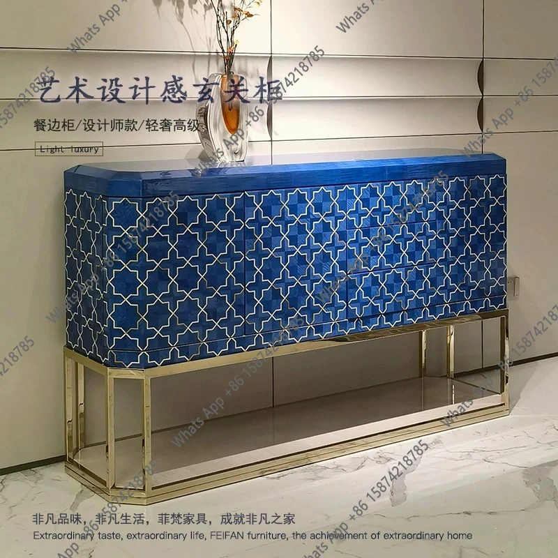 Entry porch cabinet Solid wood home storage villa luxury house designer side cabinet Multifunctional decoration