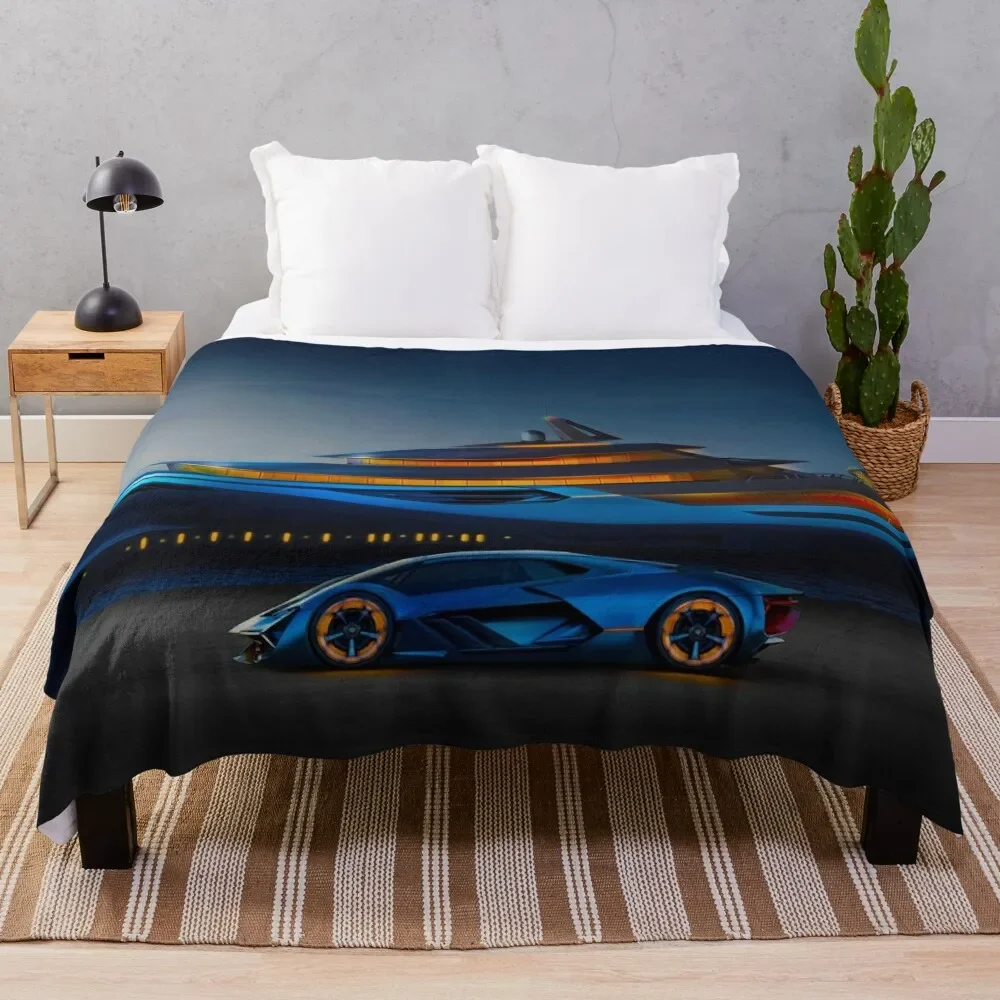 Lamborghini Terzo Millennio Throw Blanket Plaid Personalized Gift Blankets