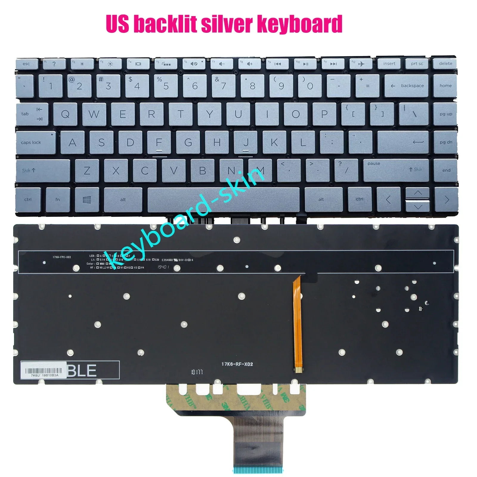 

New US silver No-frame with-backlit keyboard for HP HP envy x360 13-AN 13-AG 13-AH 13-AQ 13-AR series laptop