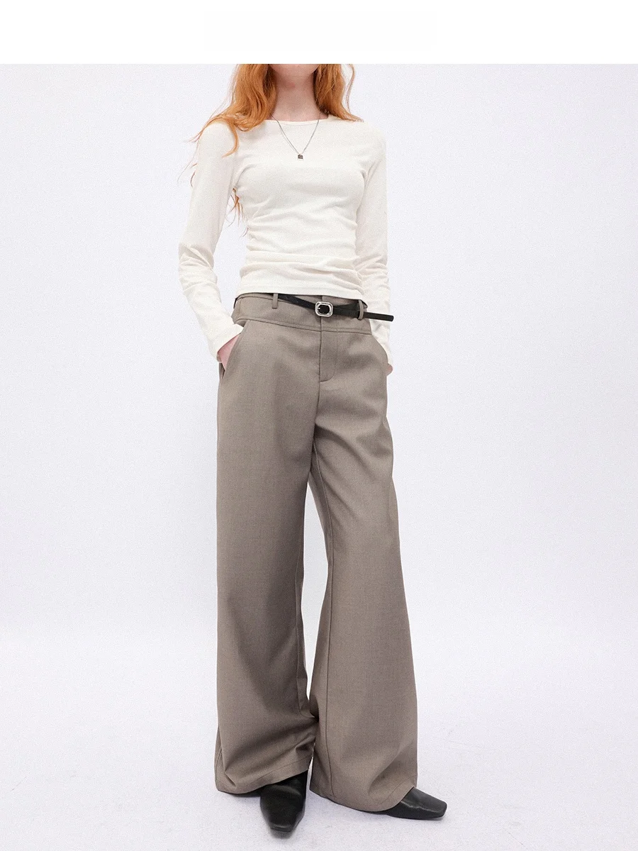 

Брюки CHACHA Early Spring Commuter Sle Cosite Color Blo расклешенные, повседневные, с высокой талией, на пуговицах, из смесового полиэстера