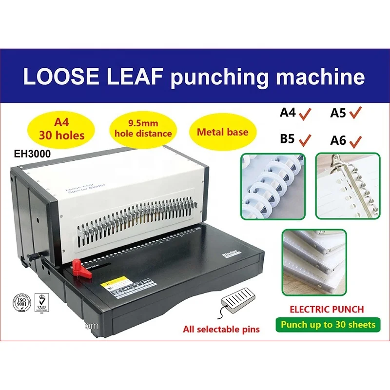 A4 Electric Loose-leaf Punching Machine 30 Holes Loose Leaf Binder