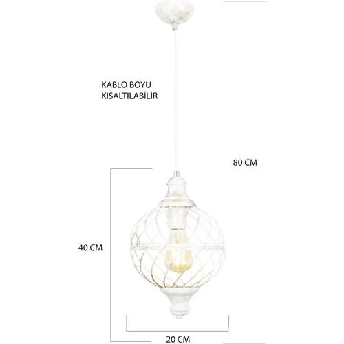 Taşcan Lighting Feyza Single White Patinated Pendant Lamp Chandelier image 2
