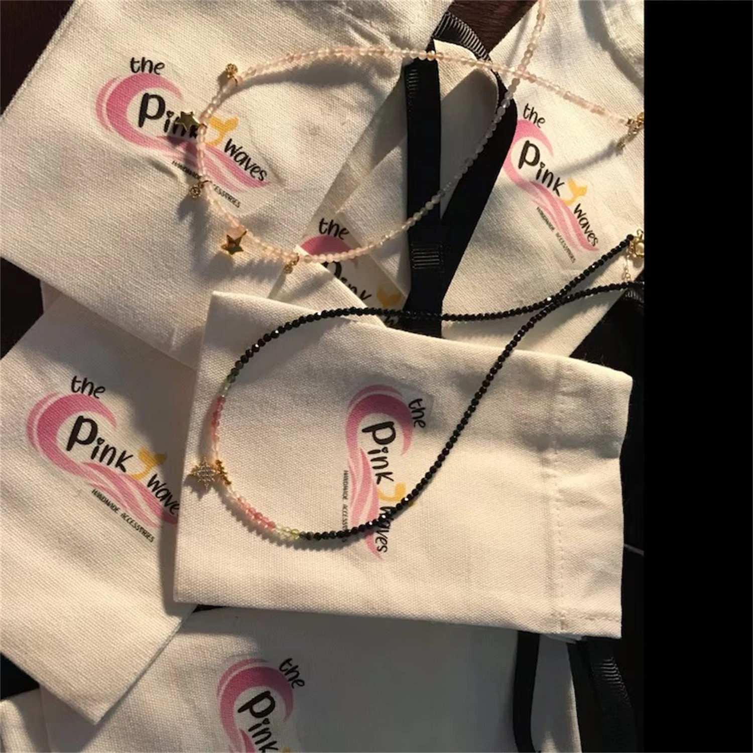 

50pcs custom jewelry packaging pouch Cotton canvas bags personalized logo with ribbon bag chic small pouch jewellery packaging