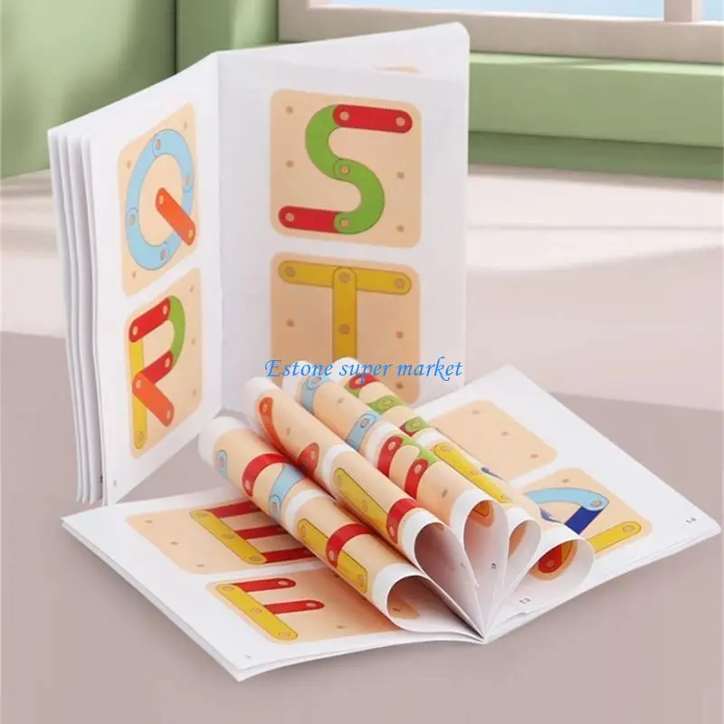 090B Puzzle edukacyjne Drewniana tablica z kołkami Geometryczna zabawka dla dzieci w wieku przedszkolnym Pomoc dydaktyczna