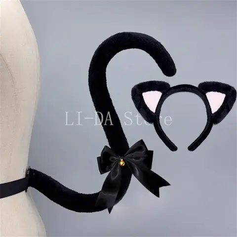 Lolita KC Kedi Kulak Bandı El Yapımı Peluş Kuyruk Kawaii Kedi Hizmetçi Cosplay Kostüm Aksesuarları Anime Hayvan Kulak Saç Aksesuarları