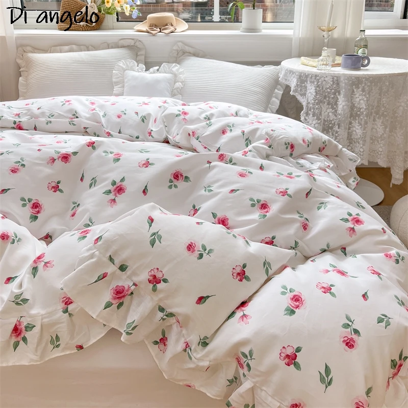 1PC Printed Flower Cotton With Zipper Duvet Cover Comforter/Quilt/Blanket Case 200x230/220x240 Bedding Home Textiles #S