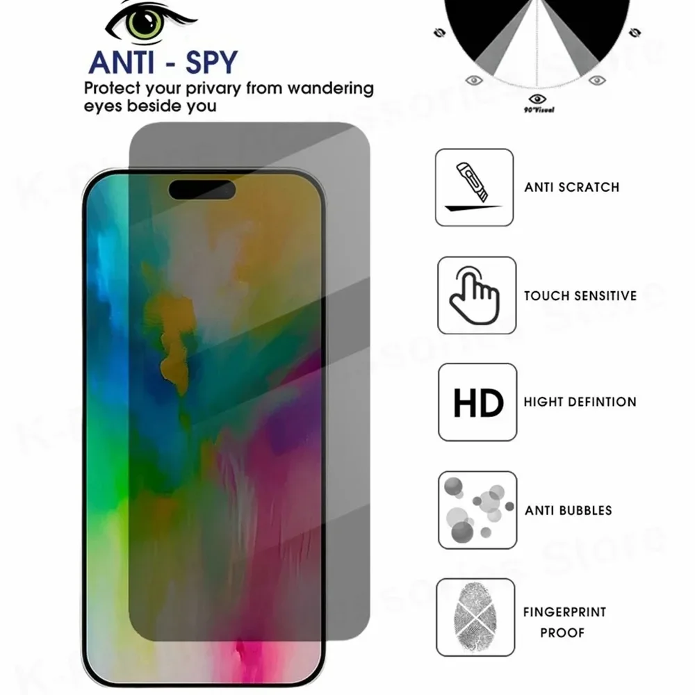 5 pezzi in vetro temperato per iPhone 11 12 13 Pro 15 16 Pro Max 14 Plus protezione schermo privacy per IPhone 16E 6 7 8 Plus 13 12 Mini
