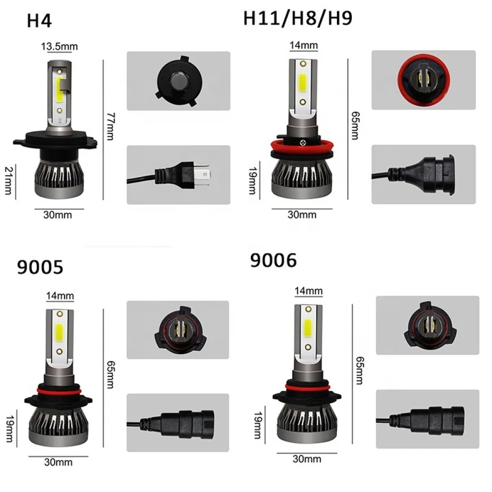 High Brightness LED Headlight Bulbs H4 H7 H11 Car Fog Lamp Automotive Lighting System Fanless Design Stable Performance Units