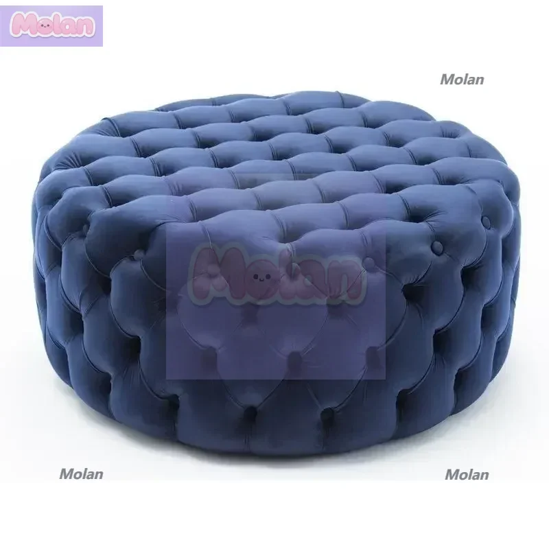 

Light Luxury Velvet Stools Bedroom Dressing Stool Creative Living Room Round Shoe Changing Stools Home Cloakroom Sofa Footstool