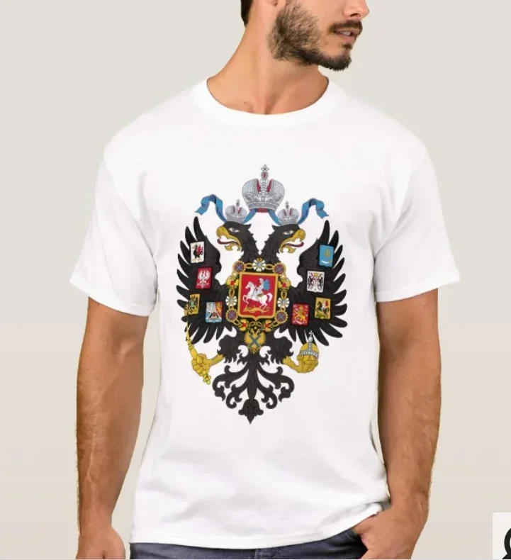 

Summer Cotton Short Sleeve O-Neck Mens T Shirt Coat of Arms of Russian Empire - Imperial Eagle T-Shirt graphic t shirts harajuku