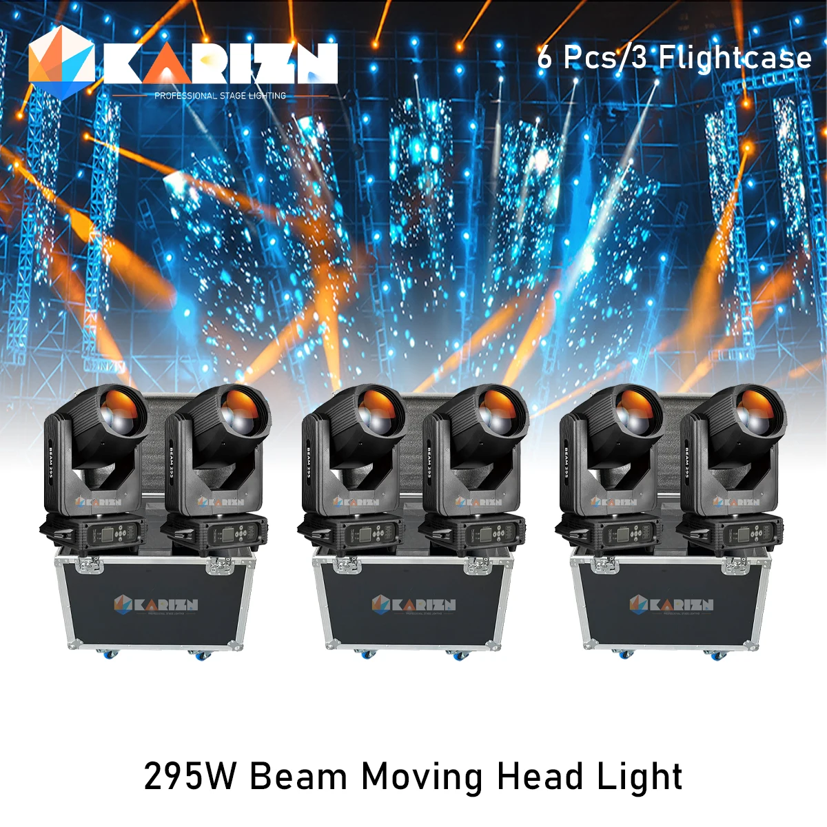 

0 Tax 6Pcs Beam 295W 14R Moving Head Stage Light With 3Flightcase Effects DMX For Wedding DJ Bar Disco Concert Party