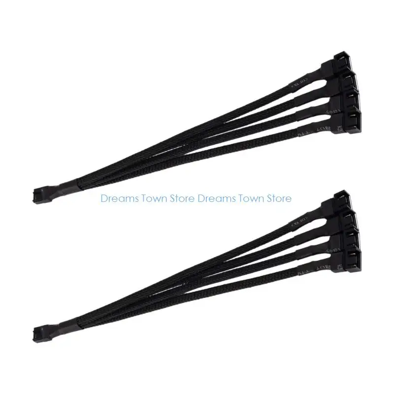 HX6A 1Pair 26cm 4Pin 1 to 3 4 PWMs Motherboards Fan Cable with Thermals Regulation
