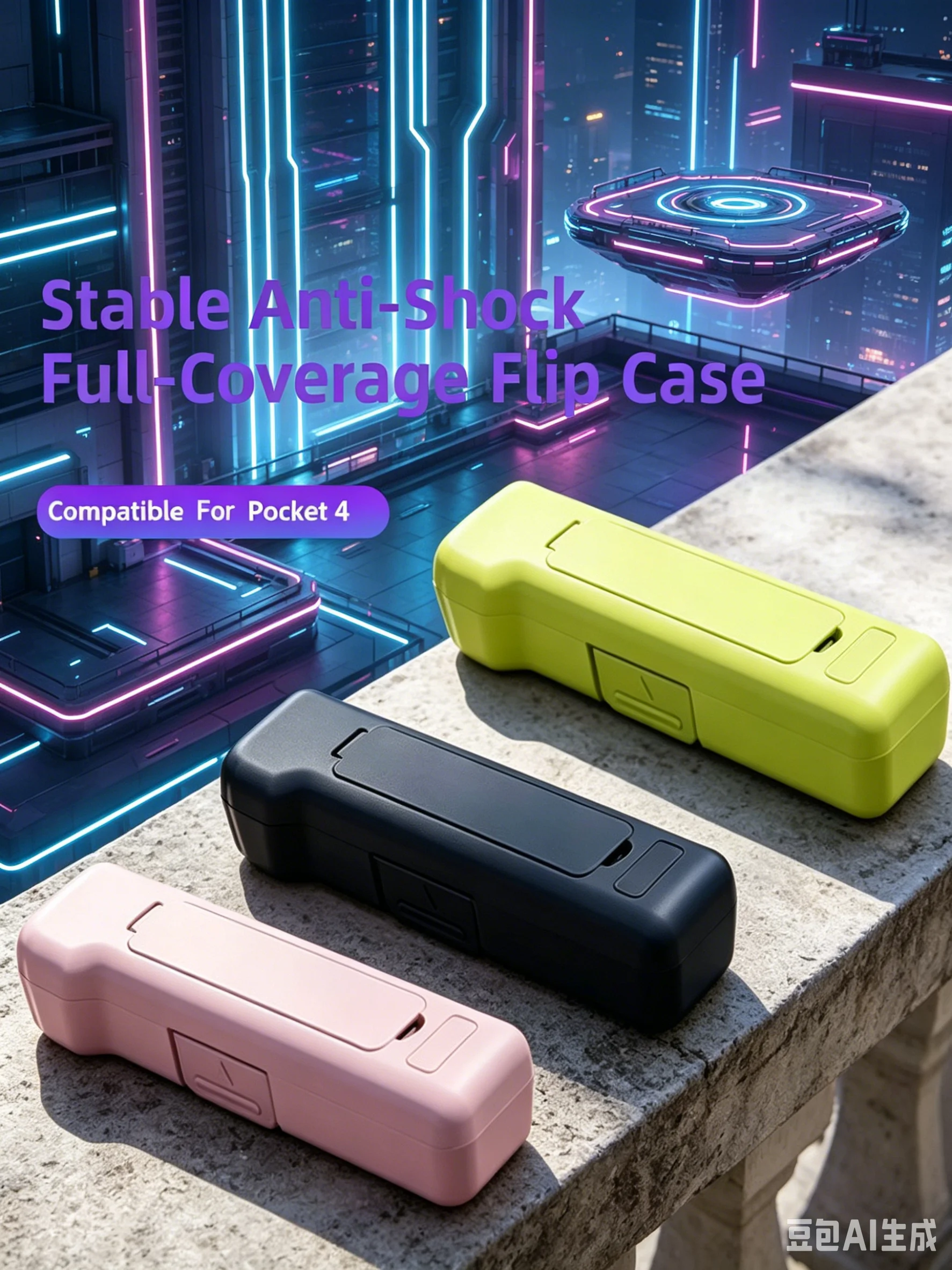 PC Protective Case Compatible With For DJI Pocket 4 Full Coverage Shock Absorption And Integrated Filter Storage Compartment