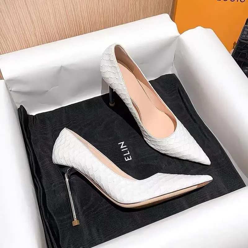 New White Super High Stiletto Heels Pumps Women Office Pointed Toe Thin Heel Party Shoes Woman High Heel Work Dress Shoes view 3