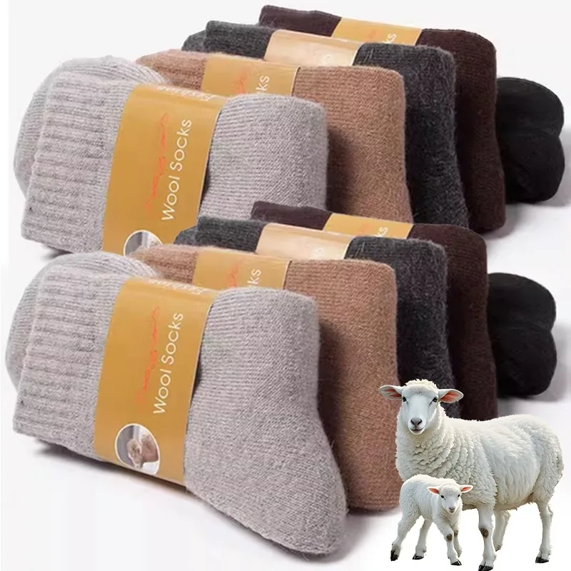 

Мужские супер утепленные шерстяные носки унисекс, зимние теплые термокашемировые носки, флисовые махровые носки с петлей, средние носки-трубочки, высокое качество 2025
