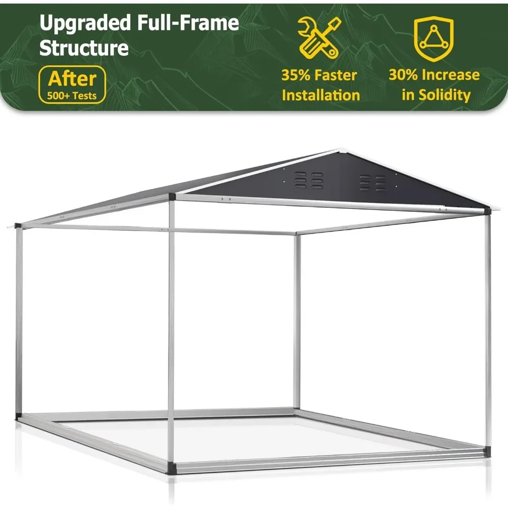 10x10 FT Outdoor Storage Shed, Garden Shed with Updated Frame Structure and Lockable Doors, Metal Tool Sheds