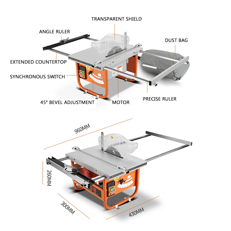 Imagem -03 - Multifuncional Woodworking Saw Table Serra Circular Elétrica Portátil do Agregado Familiar Máquina de Aparar Jigsaw Flip Table