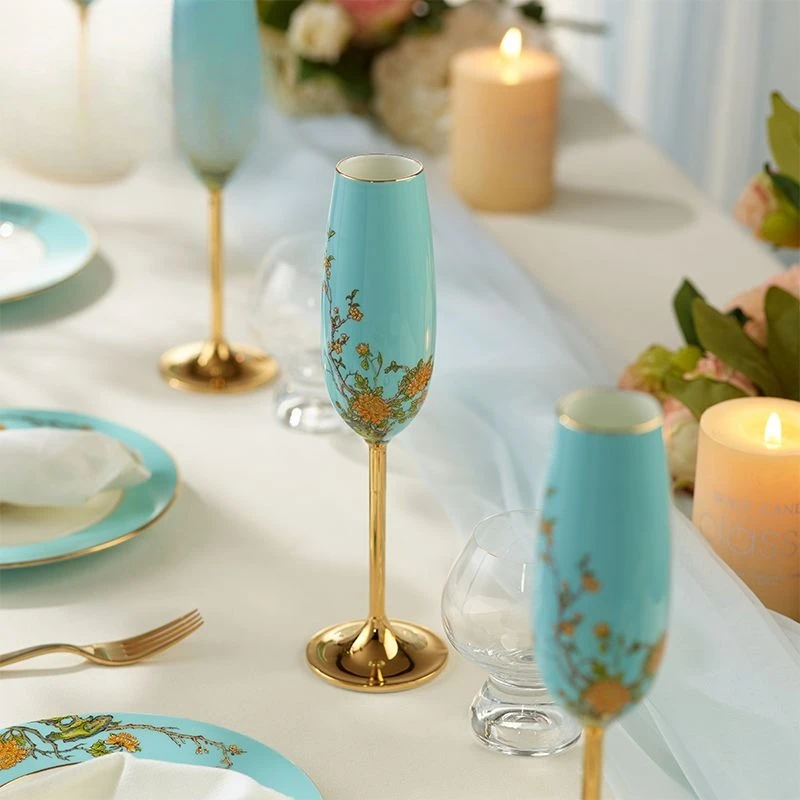 Champagne glass 220ml ceramic champagne glass, light luxury gift handmade creativity