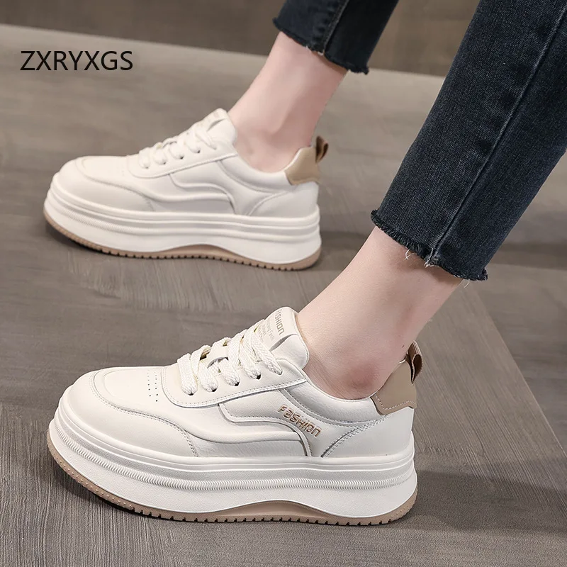 ZXRYXGS-Chaussures Blanches en Cuir group pour Femme, Baskets de Voyage Polyvalentes, à Semelles Optiques Populaires, Carillon de Loisirs, Nouvelle Collection 2025