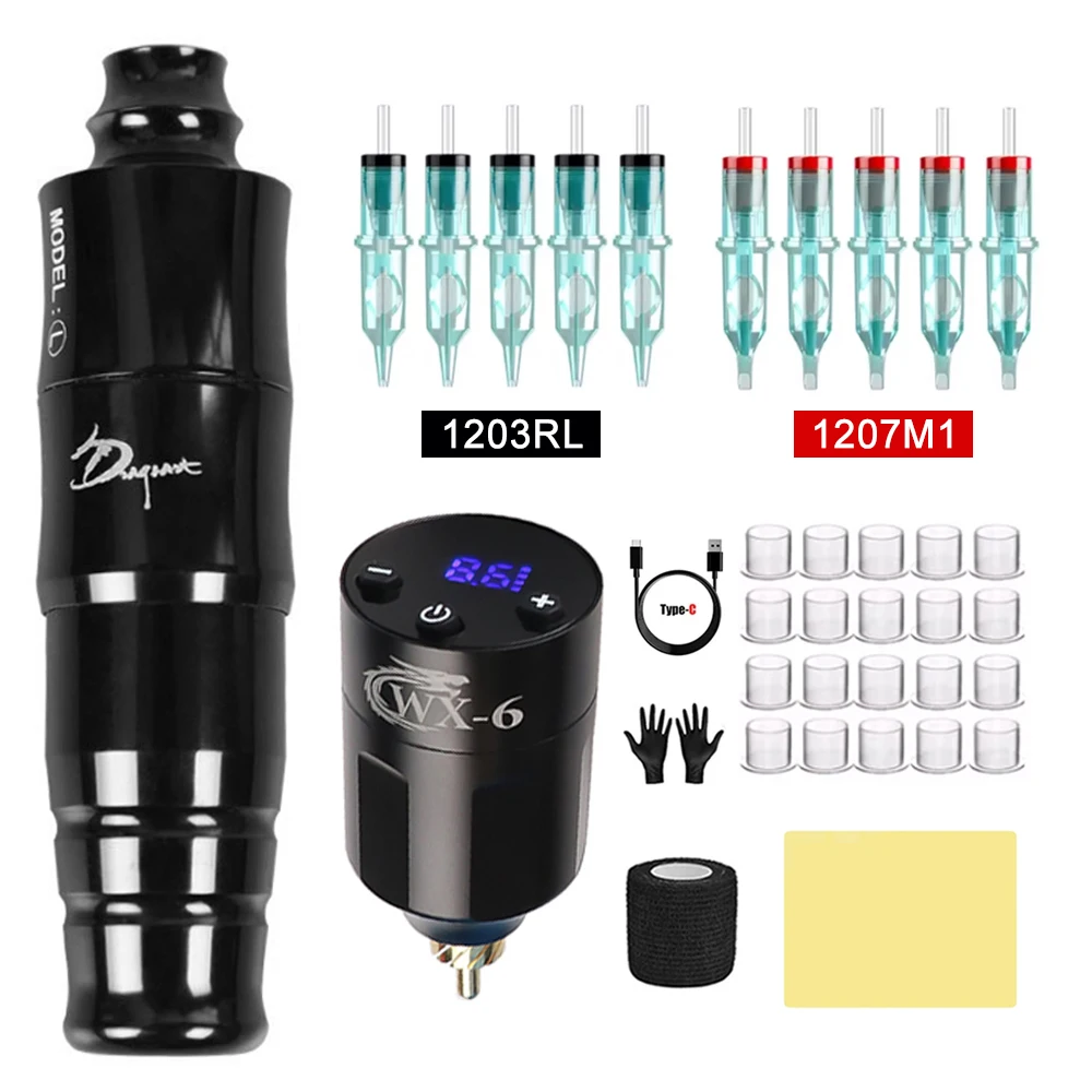 

Набор для татуировки - Машинка для перманентного макияжа Тату-Машинка - Беспроводной источник питания для татуировки Набор пистолетов для татуировки и вращающаяся ручка для татуировки RCA