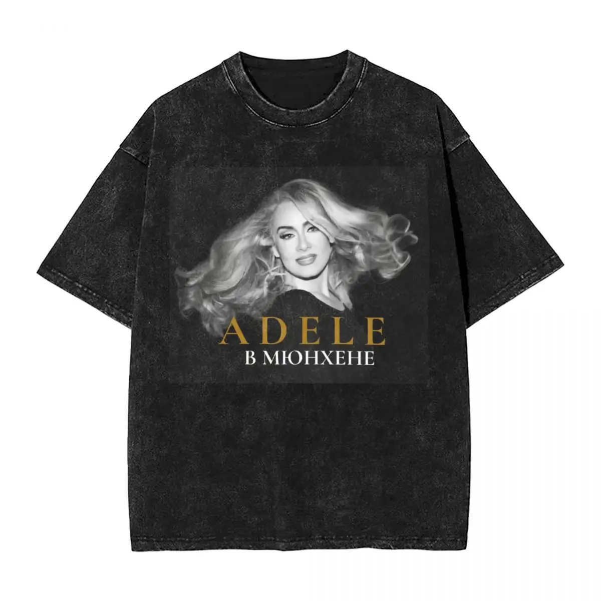 Adele In Munich Washed T Shirt Man Street Style Cotton T Shirts Summer O-Neck Fashion Tee Shirt Design Oversized Clothing