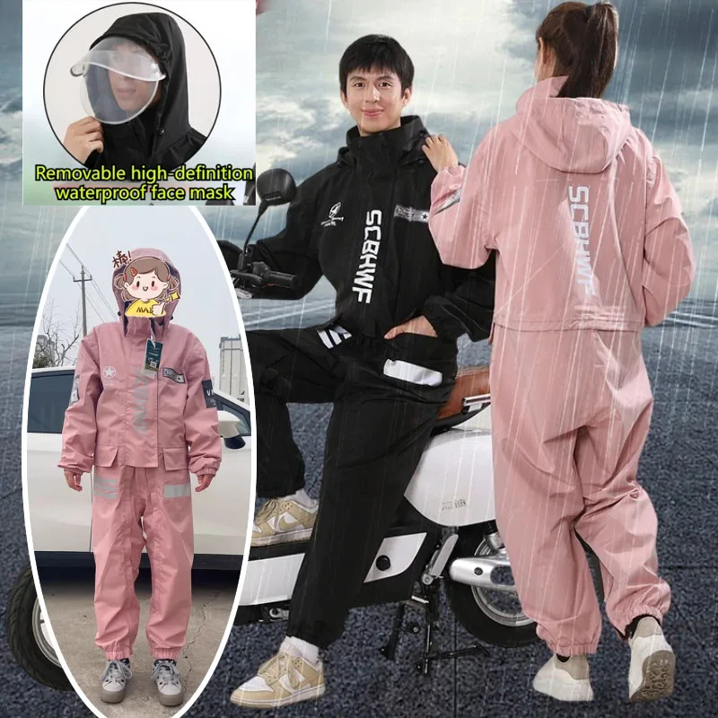 

One-piece Motorcycle Riding Raincoat Hooded Waterproof Outdoor Dustproof Lightweight Work Clothes Rider Raincoat for Men Women