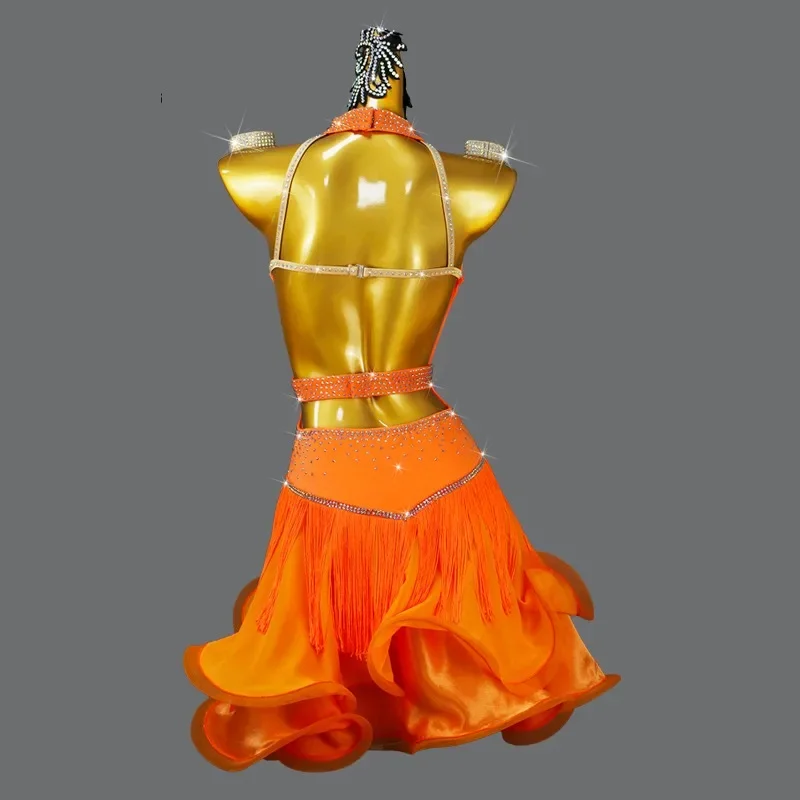 Nueva ropa de baile latino vestido de competición Sexy para mujeres adultas fiesta pelota deportes falda femenina traje de graduación señoras niñas Samba