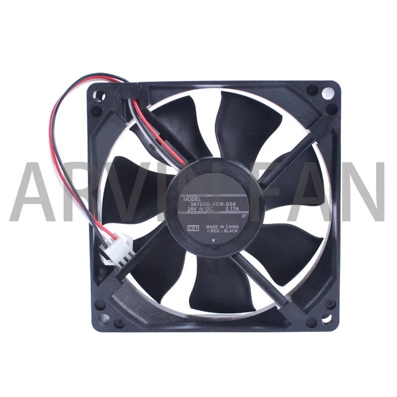 Original 3610SB-05W-S59 9.2cm 92mm Fan 92x92x25mm DC24V 0.17A 3lines Hydraulic Bearing Cooling Fan For Frequency Converter