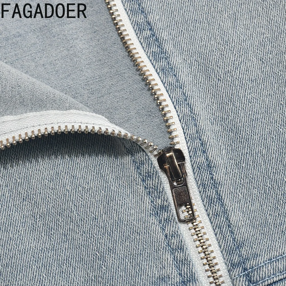 FAGADOER Light Blue Fashion Hollow No Elasticity Bodycon Denim Mini Dresses Women Sleeveless Backless Jean Slim Vestidos 2024