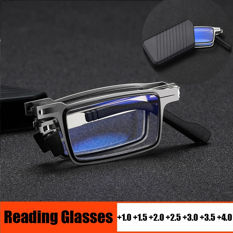 Fashion Folding Screwless Reading Glasses Men Women Ultra Thin Anti Eyestrain Presbyopia Eyeglasses with Case Diopter Eyeglasses