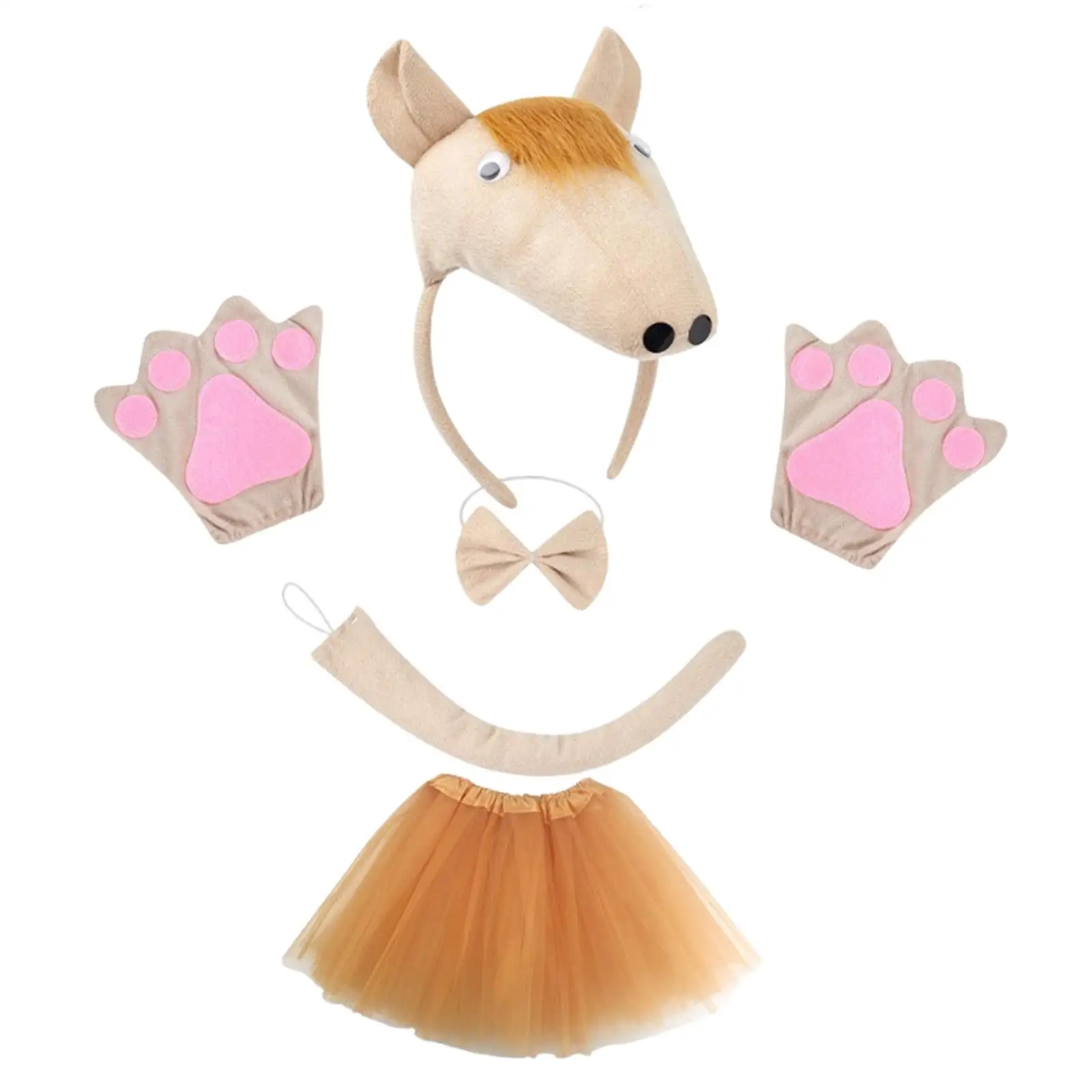 

Костюм Лошади из мультфильма, юбка, повязка для волос, перчатки, повязка на голову, галстук-бабочка, хвост для маскарадов, вечеринок, семейных вечеринок, сценических шоу, карнавал