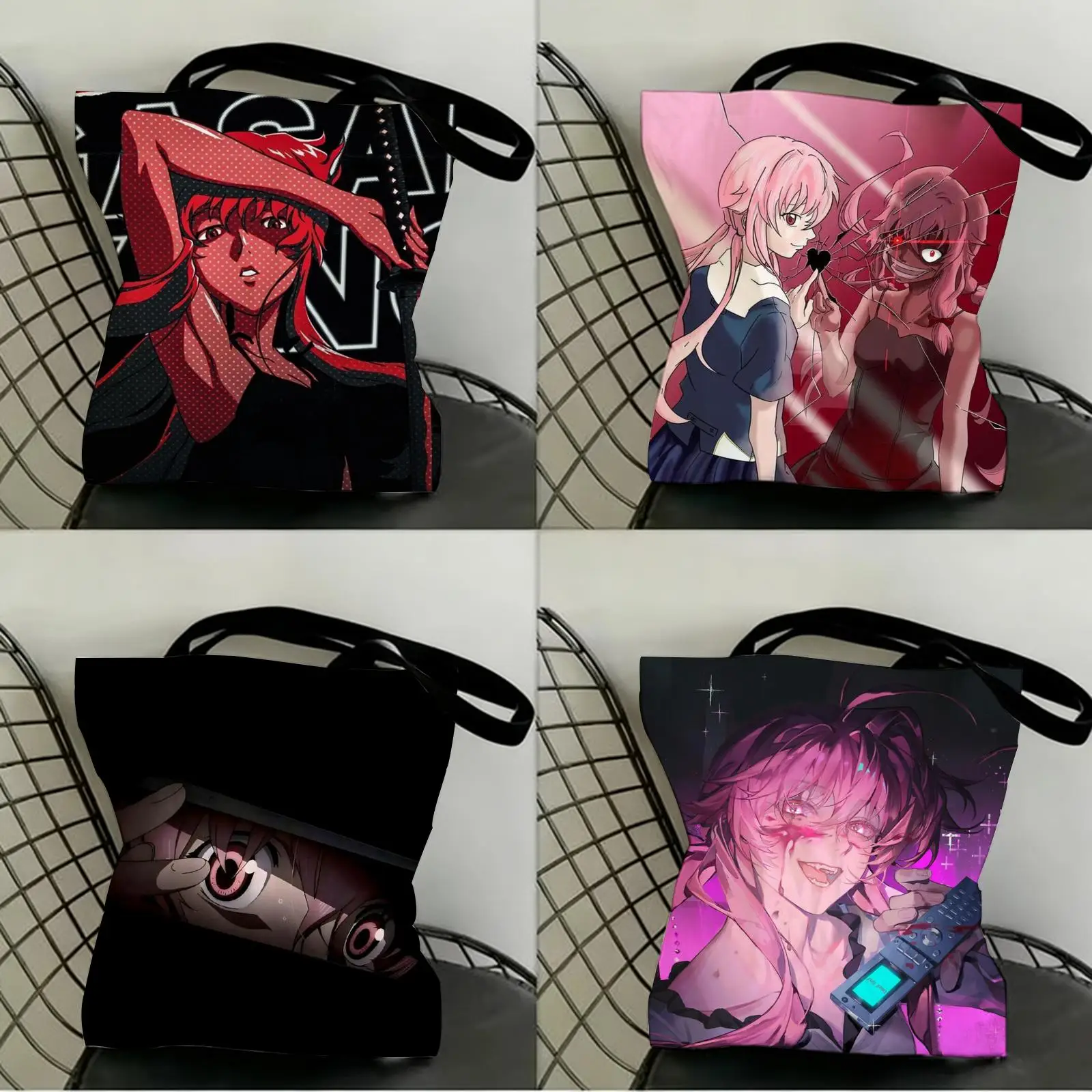 

M-Mirai N-Nikki Storage Bags Canvas Double-Sided Print Shopping Bag Large Capacity Aesthetic Reusable Tote Bag