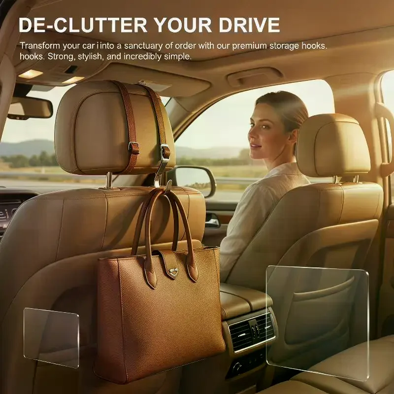 Versatile Car Purse Holder for Headrest Crafted from Premium Leather & ABS for Easy Accessibility