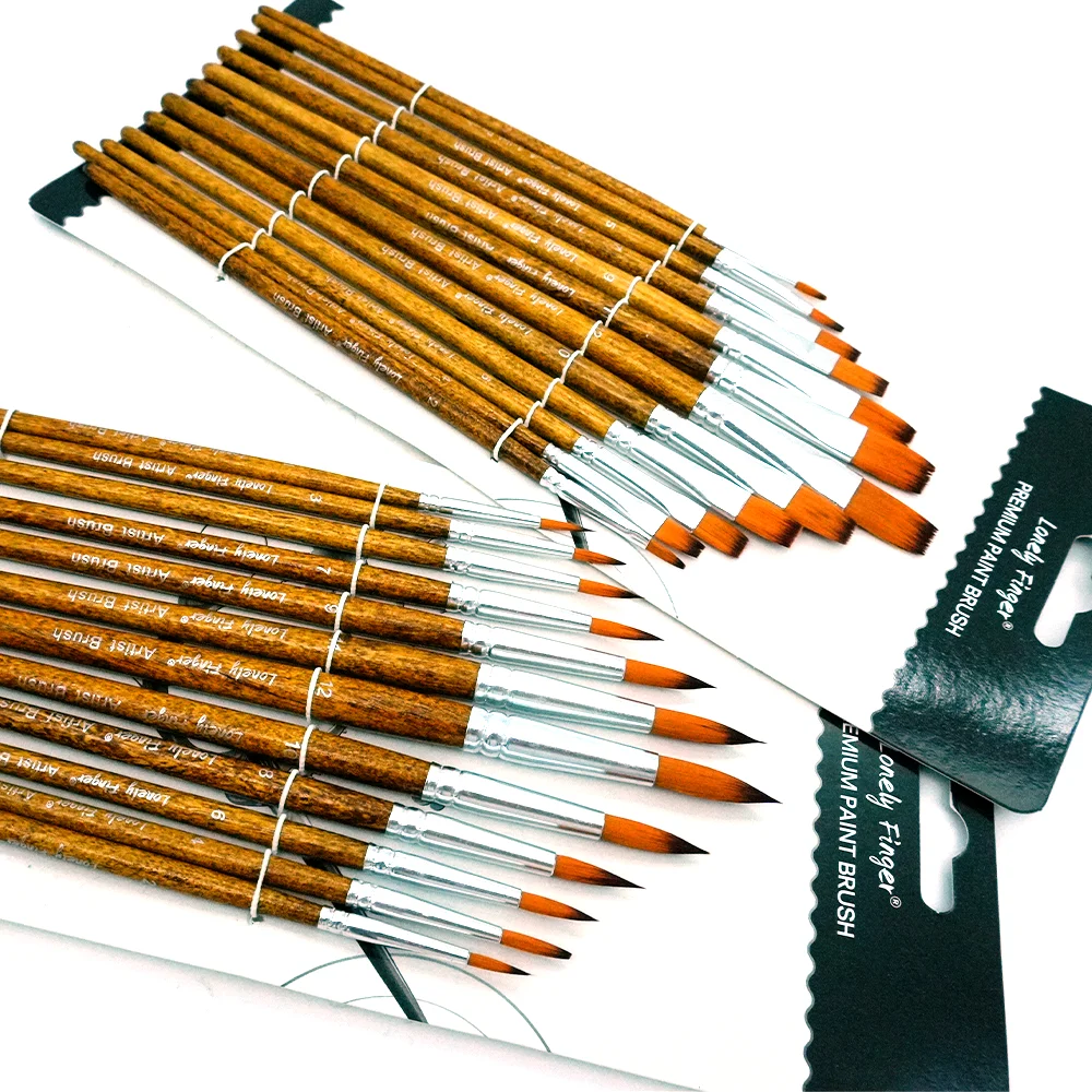 12pcs Multi Shapes Soft Nylon Artist Brushes Set Versatile Paint Brushes for Watercolor Acrylic Oil Gouache Tempera Body Makeup