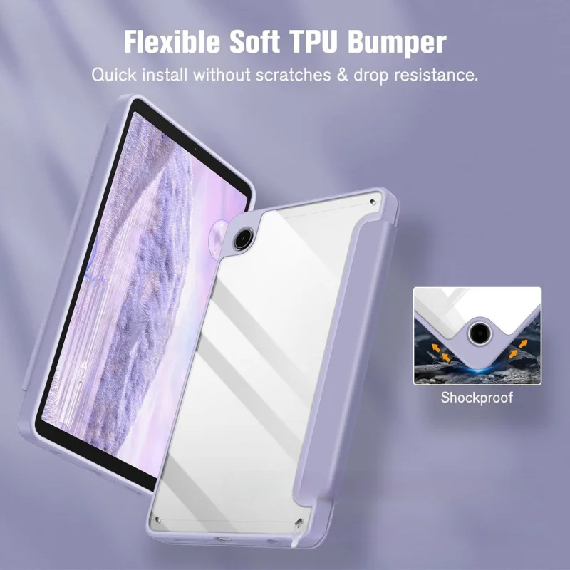 For Galaxy S9+/S9FE+/S9+/A9/A9+Acrylic Protective Case with Pen Slot Tri-Fold Anti-Drop Tablet Leather cover