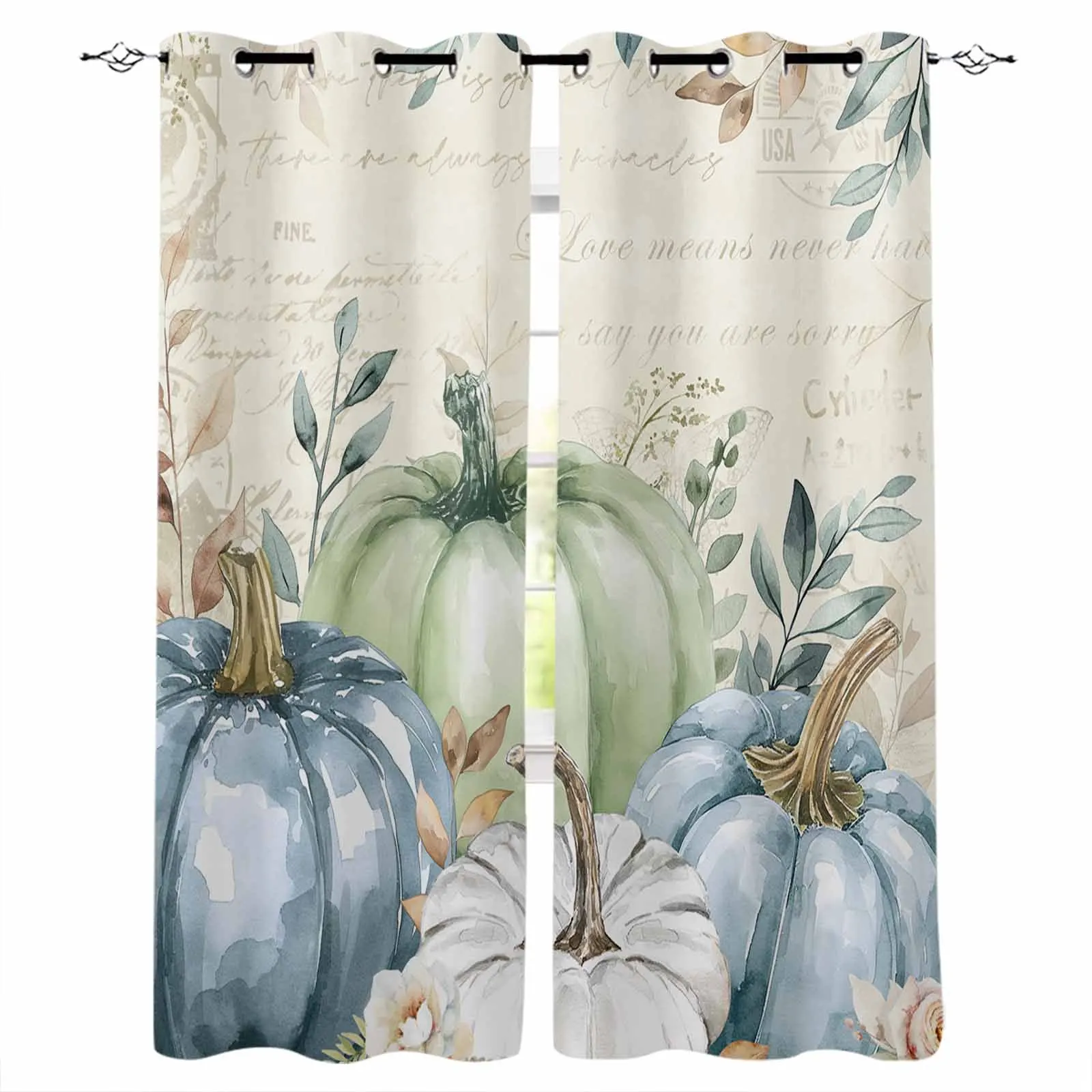 Thanksgiving Autumn Leaves Curtains For Living Room Kids Bedroom Window Curtain Balcony Hall Drape Long Cortinas