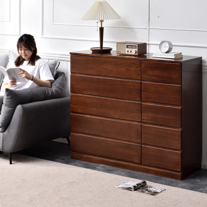chest storage cabinet simple modern solid wood chest of drawers living room European six-bucket cabinet bedroom white drawer