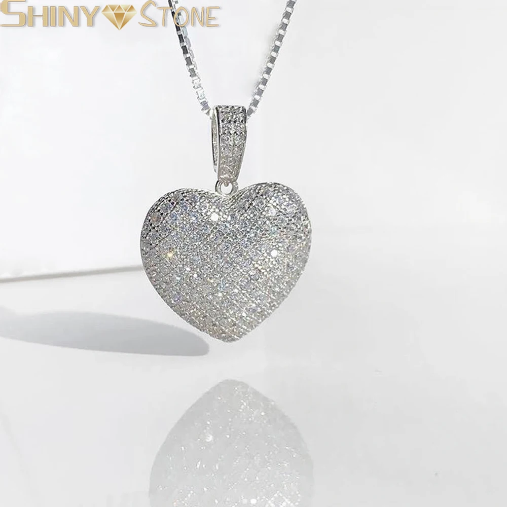 

Sparking Bling 5A Crystal Paved Heart Charm Pendant Hip Hop Love Necklace for Women Men 5MM Cz Tennis Chain Jewelry Drop Ship