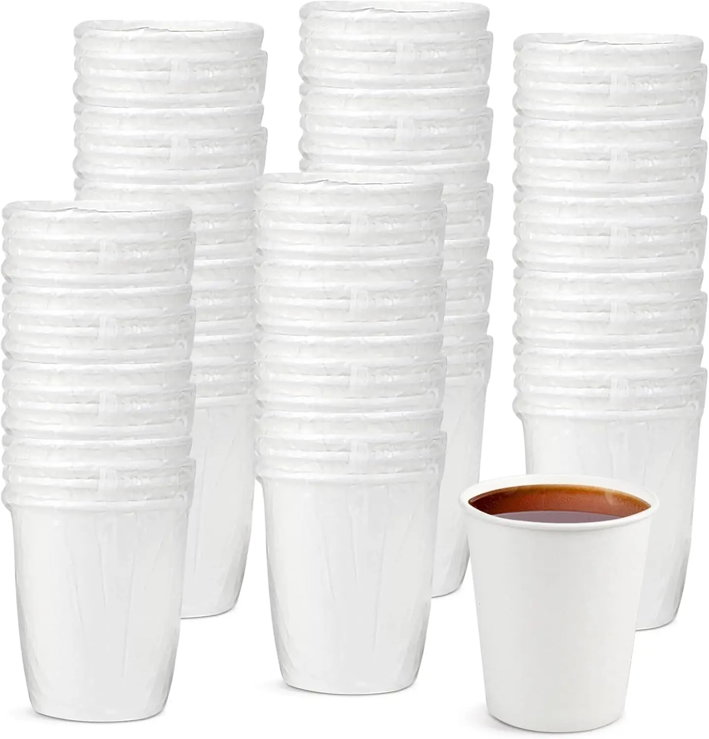 

100 Pack 8 Oz Paper Cups,Individually Wrapped Cups for Hotel Motel Room,Disposable Coffee Cups for Cafes Bistros Parties