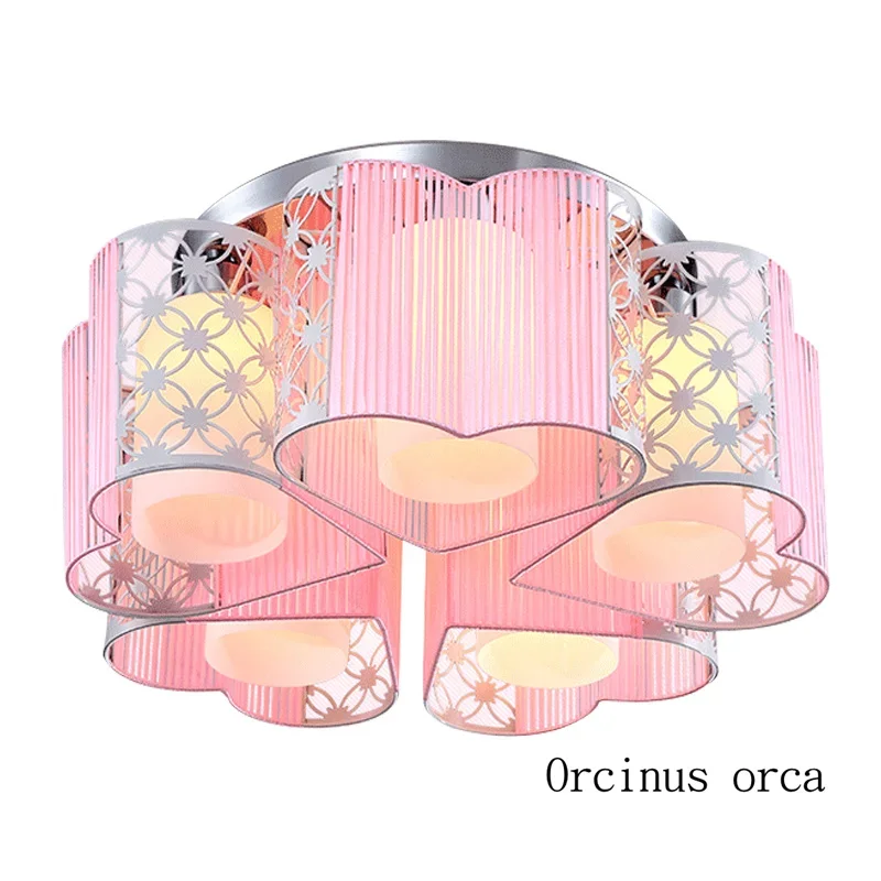 Modern concise warm heart-shaped ceiling lamp girl bedroom children's room romantic Creative Star Moon LED pink ceiling lamp