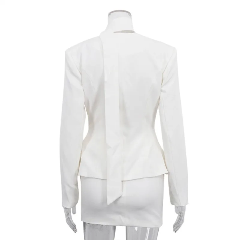 Tuularose Women's Dress Sets Fashion Scarf Ribbon White Blazer Slim New Skirt Set Elegant Luxury Commuter Chic Female Dress Sets image 6