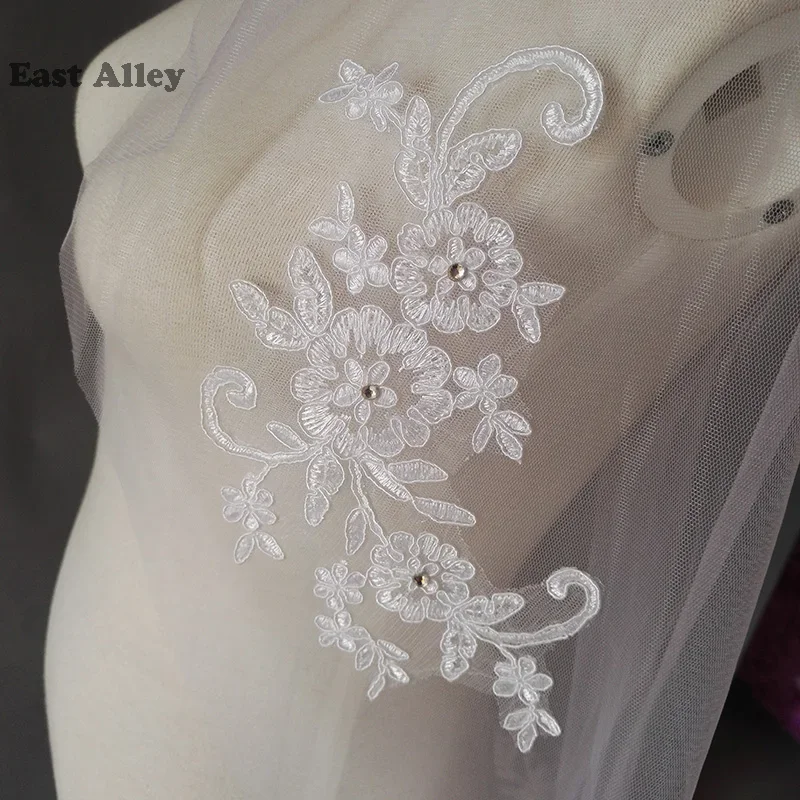 Lace Appliqued Wedding Veils Bridal Waist-Length