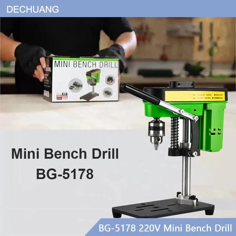 AC/DC Mini Bench Drill with LED Light and 775 Motor, Benchtop Drilling Machine for Woodworking, Jewelry & Crafts, B10 Chuck
