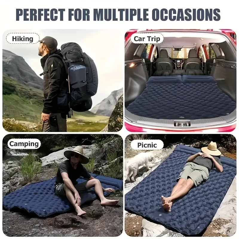 

Outdoor Camping Double Inflatable TPE Sleeping Pad Ultralight Folding Bed Sleeping Mat Car Travel Mat Suitable Hiking and Picnic